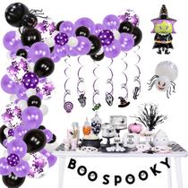 Kit de arco de balões de Halloween BOO SPOOKY, látex roxo, 96 unidades