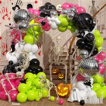 Kit de arco de balões de Halloween pronto com Disco Spider, 111 unidades Kit de arco de balões de Halloween pronto com Disco Spider, 111 unidades