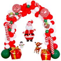 Kit de arco de balões de Natal, 152 unidades, presente Mylar, balão de Papai Noel Kit de arco de balões de Natal, 152 unidades, presente Mylar, balão de Papai Noel
