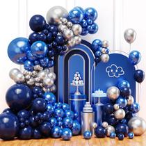 Kit de Arco de Balões FHEKFNG Azul e Prata 124 Peças para Guirlanda Kit de Arco de Balões FHEKFNG Azul e Prata 124 Peças para Guirlanda