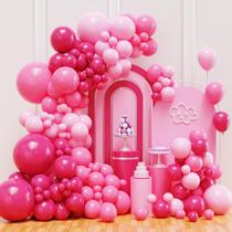 Kit de Arco de Balões FHEKFNG Guirlanda Rosa Metálica 132 peças Kit de Arco de Balões FHEKFNG Guirlanda Rosa Metálica 132 peças