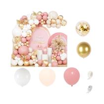 Kit De Arco De Balões Retro Rosa Branco E Dourado Para Decoração De Aniversário, Chá De Bebê E