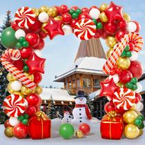 Kit de arco de guirlanda de balão de Natal AobkDeco, 151 unidades, vermelho, verde Kit de arco de guirlanda de balão de Natal AobkDeco, 151 unidades, vermelho, verde