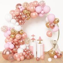 Kit de Arco de Guirnalda de Globos Amandir 150 piezas Oro Rosa Rosa Blanco