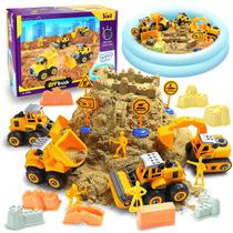 Kit de areia de construção YIDESTARS Play com 1,0 kg e 4 caminhões Kit de areia de construção YIDESTARS Play com 1,0 kg e 4 caminhões