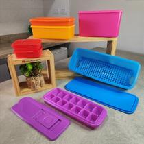 Kit de Armazenamento Tupperware 7 Peças Colorido para Freezer