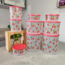 Kit de Armazenamento Tupperware 9 Peças Refri Line Morangos Kit de Armazenamento Tupperware 9 Peças Refri Line Morangos