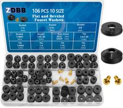 Kit de arruelas para torneira ZDBB 106 peças, planas e chanfradas, com parafusos de latão Kit de arruelas para torneira ZDBB 106 peças, planas e chanfradas, com parafusos de latão