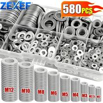 Kit De Arruelas Planas De Aço Inoxidável M2-M12, Juntas Simples, Anéis Metálicos, Kits De Parafusos