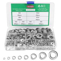 Kit de Arruelas Planas Marsrut 1010 peças M2-M12 em Aço Inoxidável Kit de Arruelas Planas Marsrut 1010 peças M2-M12 em Aço Inoxidável