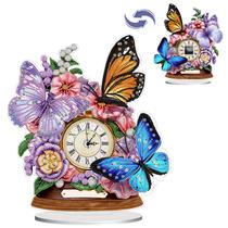 Kit de arte Butterfly DIY Crystal Diamond com relógio 26x26x2cm