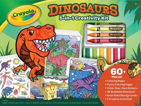Kit de arte Crayola Dinosaur 5 em 1 com páginas para colorir e marcadores