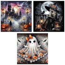 Kit de arte Diamond Meothan Halloween 5D DIY, pacote com 3 adultos, 35 x 35 cm Kit de arte Diamond Meothan Halloween 5D DIY, pacote com 3 adultos, 35 x 35 cm
