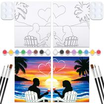 Kit de arte e artesanato VOCHIC Sip and Paint, pacote com 2 telas de 8x10"
