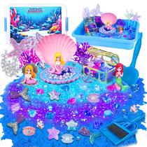Kit de arte em areia Mermaid Sensory Bin Ynanimery com conjunto de brinquedos