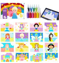 Kit de arte em areia MoimTech para crianças com 16 designs e 12 cores de areias Kit de arte em areia MoimTech para crianças com 16 designs e 12 cores de areias