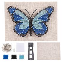 Kit de arte em cordas WEBEEDY Blue Butterfly com moldura e suporte Kit de arte em cordas WEBEEDY Blue Butterfly com moldura e suporte