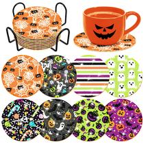 Kit de arte em diamante Drink Coaster Cumule Halloween de 8 peças Kit de arte em diamante Drink Coaster Cumule Halloween de 8 peças
