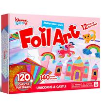 Kit de arte em folha Kits Klever para crianças com 12 fotos e mais de 120 folhas Kit de arte em folha Kits Klever para crianças com 12 fotos e mais de 120 folhas