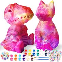Kit de arte Goodyking Paint Your Own Cat Your Own Cat and Dinosaur Lamp, 2 unidades