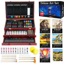 Kit de Arte HEYMYLUV 196 Peças - Com Bloco de Desenho, Tintas e Telas