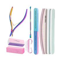 Kit De Arte Para Unhas Com 10 Peças, Incluindo 100 Lixas De 180 Grit, Bloco De Esponja, Pincel,