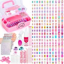 Kit de Arte para Unhas Infantil Audab 480 Peças com Unhas Postiças e Cola