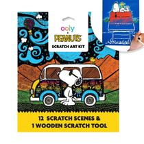 Kit de arte Scratch Ooly X Peanuts com 12 cartões Snoopy para crianças
