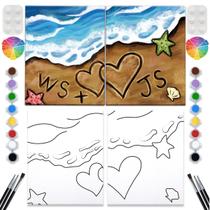 Kit de arte VALLSIP, pacote com 2 conjuntos de telas pré-desenhadas de 20 x 25 cm