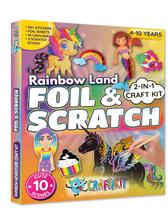 Kit de artes e ofícios Craftikit Rainbow Land Foil Art & Scratch Art para crianças de 4 a 10 anos Kit de artes e ofícios Craftikit Rainbow Land Foil Art & Scratch Art para crianças de 4 a 10 anos