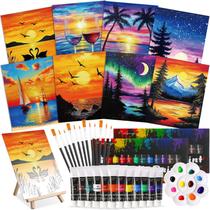 Kit de artesanato artístico Cholemy Paint & Sip Conjunto de tela de 20x25 cm