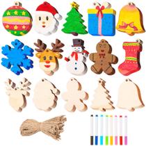 Kit de artesanato artístico JOYIN 100 peças de enfeites de Natal de madeira DIY Kit de artesanato artístico JOYIN 100 peças de enfeites de Natal de madeira DIY