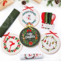 Kit de artesanato artístico REEWISLY Christmas, 4 peças, bordado, 30 cm, faça você mesmo