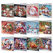 Kit de artesanato artístico YOKUSHI 12 peças de cartões de Natal de diamante DIY Kit de artesanato artístico YOKUSHI 12 peças de cartões de Natal de diamante DIY