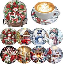 Kit de artesanato artístico Zythron Christmas Diamond Painting Porta-copos de 10 cm