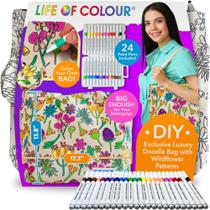 Kit de artesanato: bolsa Life of Colour Doodle com padrões de flores silvestres