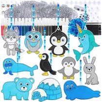 Kit de artesanato de 33 peças Winlyn Winter Polar Animal Suncatchers Kit de artesanato de 33 peças Winlyn Winter Polar Animal Suncatchers