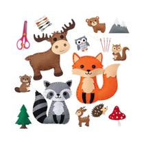 Kit de Artesanato de Feltro para Costura Infantil - Faça Você Mesmo Animais de Pelúcia