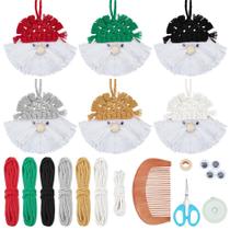 Kit de artesanato de gnomos de Natal em macramê FREEBLOSS, conjunto de 6 peças Kit de artesanato de gnomos de Natal em macramê FREEBLOSS, conjunto de 6 peças