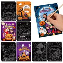 Kit de artesanato de Halloween Marspark 24 peças Rainbow Scratch Art 13,5 x 18,5 cm Kit de artesanato de Halloween Marspark 24 peças Rainbow Scratch Art 13,5 x 18,5 cm