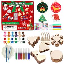 Kit de artesanato de pintura em madeira de Natal Collabell com 50 enfeites Kit de artesanato de pintura em madeira de Natal Collabell com 50 enfeites