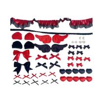Kit De Artesanato DIY Em Renda Preta E Vermelha Para Decoração De Bolsas, Crachás E Porta-Cartões -