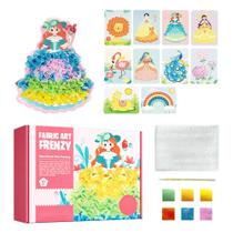 Kit de artesanato em papel AIIONP Fabric Art Frenzy para meninas de 3 a 8 anos Kit de artesanato em papel AIIONP Fabric Art Frenzy para meninas de 3 a 8 anos