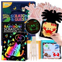 Kit de artesanato JMMICO Glow-in-the-Dark Scratch & Guess Animal Cards