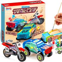 Kit de artesanato JOYIN Build & Paint Wooden Race Car Kids 144 unidades Kit de artesanato JOYIN Build & Paint Wooden Race Car Kids 144 unidades