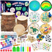 Kit de artesanato KIRKOTOY Wooden para crianças com Glow in The Dark de 6 a 12 anos