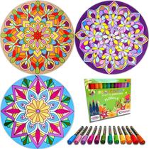 Kit de artesanato Life of Colour Mandala Painting com 3 pranchas e canetas