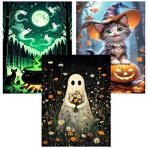 Kit de artesanato Meothan Halloween, pacote com 3 tintas preciosas de 30 x 40 cm