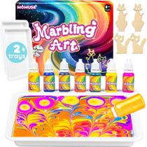 Kit de artesanato MOMUSE Marbling Paint Art com bandejas e peças de madeira