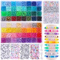 Kit de artesanato QUEFE Rainbow Pony Beads com miçangas de letras 2350 unidades